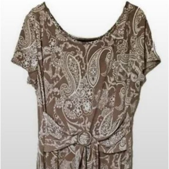 Perceptions Dresses & Skirts - NWT Perceptions XL Brown and White Versatile SS Midi-Length Dress
